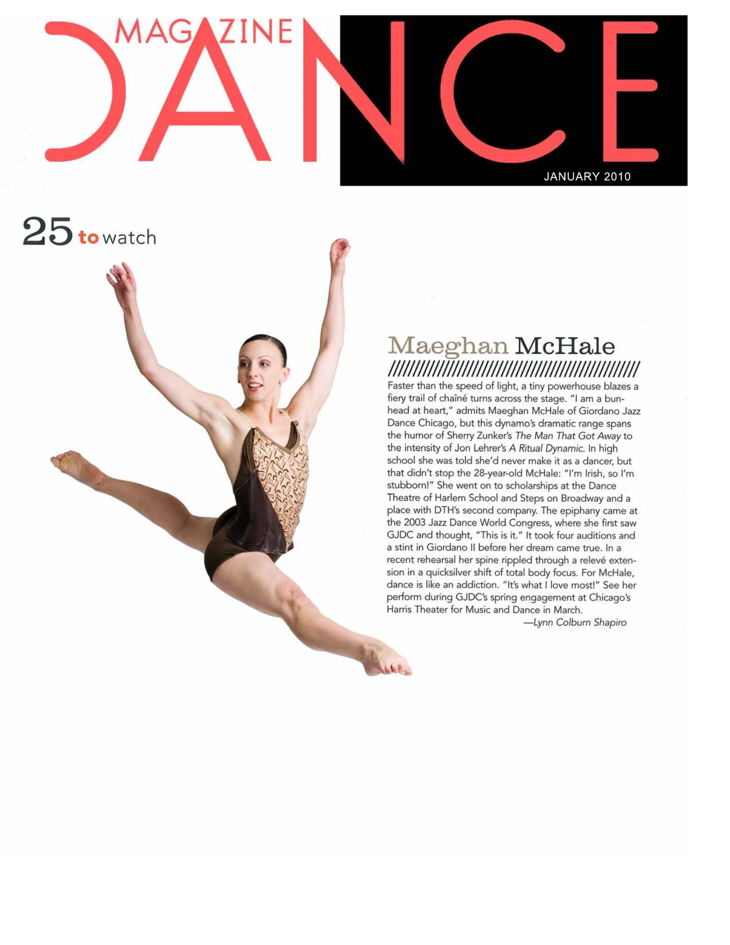 Dance Magazine 25 to Watch feature on Maeghan McHale