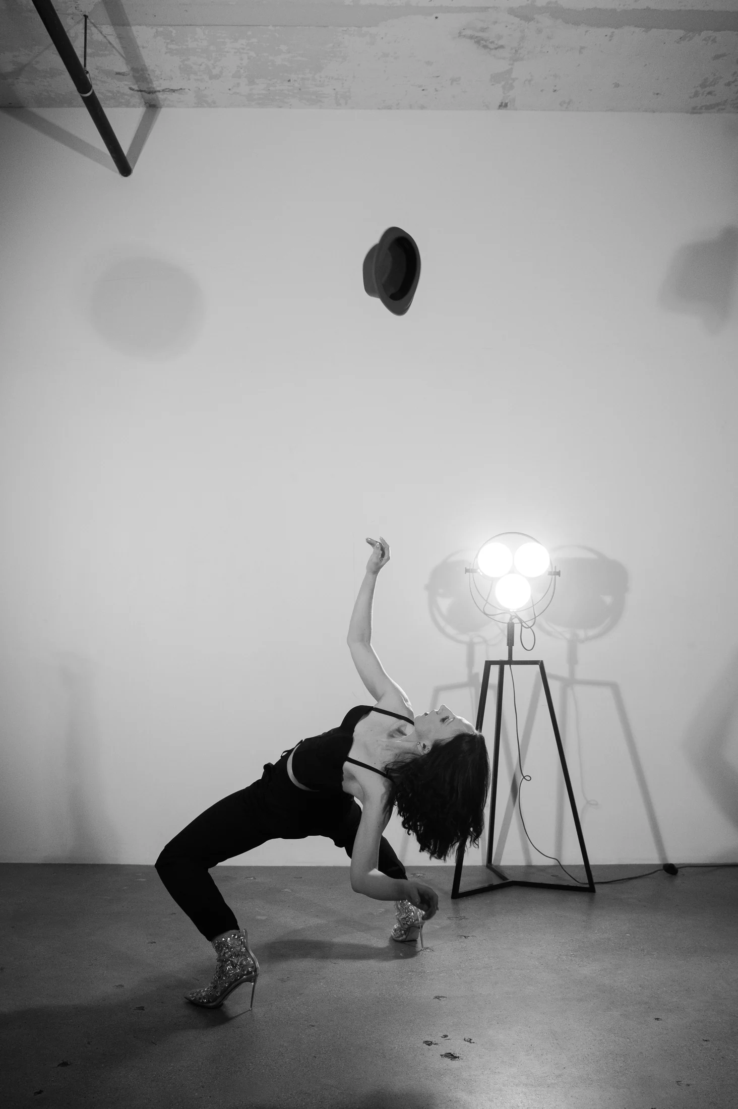 Black and white portrait of Maeghan McHale in motion